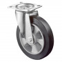 Roulette Manutention Pivotante Caoutchouc élastique noir - Ø125mm 150kg - Fix. Platine
