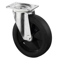 Roulette Manutention Pivotante Caoutchouc élastique noir - Ø125mm 200kg - Fix. Platine Roulette Manutention Pivotante Caoutchouc élastique noir - Ø125mm 200kg - Fix. Platine