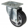 Roulette Manutention Pivotante Caoutchouc élastique noir - Ø125mm 220kg - Fix. Platine