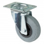 Roulette Manutention Pivotante Caoutchouc gris - Ø100mm 70kg - Fix. Platine