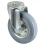 Roulette Manutention Pivotante Caoutchouc gris - Ø125mm 100kg - Fix. Trou central