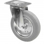 Roulette Manutention Pivotante Caoutchouc gris - Ø200mm 205kg - Fix. Platine