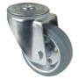 Roulette Manutention Pivotante Caoutchouc gris - Ø80mm 50kg - Fix. Trou central