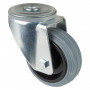 Roulette Manutention Pivotante Caoutchouc gris - Ø80mm 50kg - Fix. Trou central