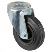 Roulette Manutention Pivotante Caoutchouc noir - Ø100mm 70kg - Fix. Trou central