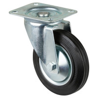 Roulette Manutention Pivotante Caoutchouc noir - Ø160mm 135kg - Fix. Platine Roulette Manutention Pivotante Caoutchouc noir - Ø160mm 135kg - Fix. Platine