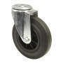 Roulette Manutention Pivotante Caoutchouc noir - Ø160mm 150kg - Fix. Trou central