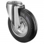 Roulette Manutention Pivotante Caoutchouc noir - Ø200mm 200kg - Fix. Trou central