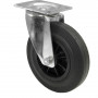 Roulette Manutention Pivotante Caoutchouc noir - Ø200mm 205kg - Fix. Platine