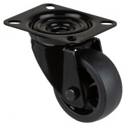 Roulette Manutention Pivotante Caoutchouc noir - Ø80mm 100kg - Fix. Platine