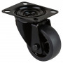 Roulette Manutention Pivotante Caoutchouc noir - Ø80mm 100kg - Fix. Platine