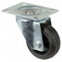 Roulette Manutention Pivotante Caoutchouc noir - Ø80mm 50kg - Fix. Platine
