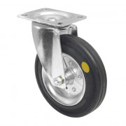Roulette Manutention Pivotante Caoutchouc noir, conductible d'électricité - Ø125mm 120kg