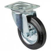 Roulette Manutention Pivotante Caoutchouc noir, conductible d'électricité - Ø160mm 135kg