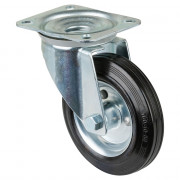 Roulette Manutention Pivotante Caoutchouc noir, conductible d'électricité - Ø160mm 135kg