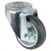 Roulette Manutention Pivotante Caoutchouc noir, conductible d'électricité - Ø80mm 65kg