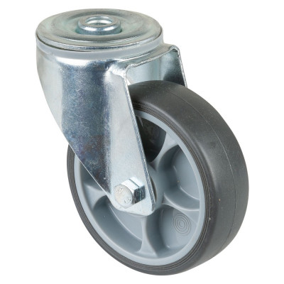 Roulette Manutention Pivotante Caoutchouc thermoplastique - Ø125mm 120kg - Trou central