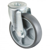 Roulette Manutention Pivotante Caoutchouc thermoplastique - Ø125mm 120kg - Trou central