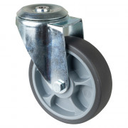 Roulette Manutention Pivotante Caoutchouc thermoplastique - Ø160mm 200kg - Trou central