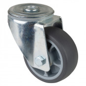 Roulette Manutention Pivotante Caoutchouc thermoplastique - Ø80mm 100kg - Trou central