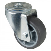 Roulette Manutention Pivotante Caoutchouc thermoplastique - Ø80mm 100kg - Trou central