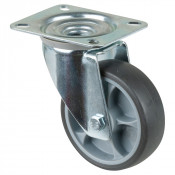 Roulette Manutention Pivotante Caoutchouc thermoplastique gris - Ø100mm 110kg - Platine