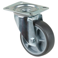 Roulette Manutention Pivotante Caoutchouc thermoplastique gris - Ø100mm 110kg - Platine