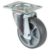 Roulette Manutention Pivotante Caoutchouc thermoplastique gris - Ø100mm 110kg - Platine