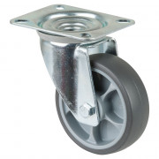 Roulette Manutention Pivotante Caoutchouc thermoplastique gris - Ø100mm 110kg - Platine