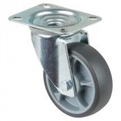 Roulette Manutention Pivotante Caoutchouc thermoplastique gris - Ø100mm 110kg - Platine