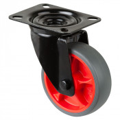 Roulette Manutention Pivotante Caoutchouc thermoplastique gris - Ø100mm 110kg - Platine
