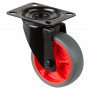 Roulette Manutention Pivotante Caoutchouc thermoplastique gris - Ø100mm 110kg - Platine