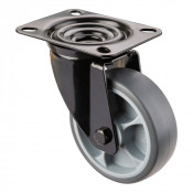 Roulette Manutention Pivotante Caoutchouc thermoplastique gris - Ø100mm 110kg - Platine
