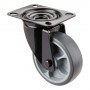 Roulette Manutention Pivotante Caoutchouc thermoplastique gris - Ø100mm 110kg - Platine