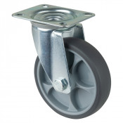 Roulette Manutention Pivotante Caoutchouc thermoplastique gris - Ø125mm 120kg - Platine