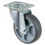 Roulette Manutention Pivotante Caoutchouc thermoplastique gris - Ø125mm 120kg - Platine