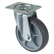 Roulette Manutention Pivotante Caoutchouc thermoplastique gris - Ø125mm 120kg - Platine