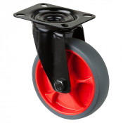 Roulette Manutention Pivotante Caoutchouc thermoplastique gris - Ø125mm 120kg - Platine