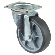 Roulette Manutention Pivotante Caoutchouc thermoplastique gris - Ø160mm 200kg - Platine