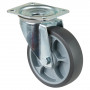 Roulette Manutention Pivotante Caoutchouc thermoplastique gris - Ø160mm 200kg - Platine