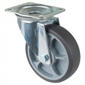 Roulette Manutention Pivotante Caoutchouc thermoplastique gris - Ø160mm 200kg - Platine
