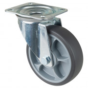 Roulette Manutention Pivotante Caoutchouc thermoplastique gris - Ø160mm 200kg - Platine