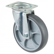 Roulette Manutention Pivotante Caoutchouc thermoplastique gris - Ø200mm 220kg - Platine