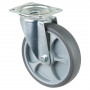 Roulette Manutention Pivotante Caoutchouc thermoplastique gris - Ø200mm 220kg - Platine