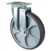 Roulette Manutention Pivotante Caoutchouc thermoplastique gris - Ø250mm 300kg - Platine