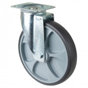 Roulette Manutention Pivotante Caoutchouc thermoplastique gris - Ø250mm 300kg - Platine