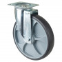 Roulette Manutention Pivotante Caoutchouc thermoplastique gris - Ø250mm 300kg - Platine