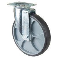 Roulette Manutention Pivotante Caoutchouc thermoplastique gris - Ø250mm 300kg - Platine