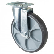 Roulette Manutention Pivotante Caoutchouc thermoplastique gris - Ø250mm 300kg - Platine