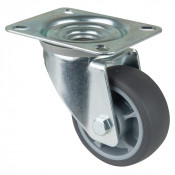 Roulette Manutention Pivotante Caoutchouc thermoplastique gris - Ø80mm 100kg - Platine